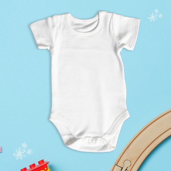 0 to 3 Months Baby Boy White Half Sleeve Dress, Smooth Organic Fabric, Safe on Skin, Rompers,