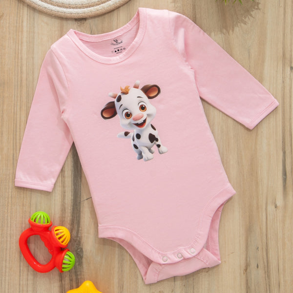 Adorable Cotton Rompers – Pink Colors & Cute Calf Animal Prints for Babies!