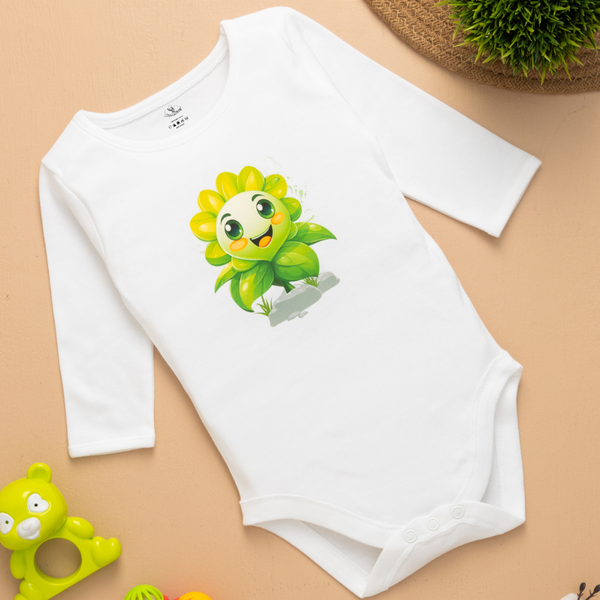6-12 Months 100% Cotton White Romper for Newborns | Flower Printed Design | Soft, Lightweight & Cute