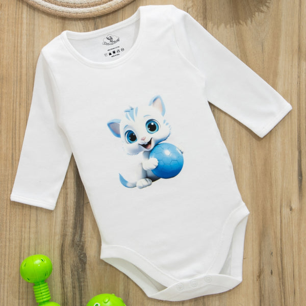 Stylish Baby Romper Dress – White Color & Lovely Kitten Animal Prints!