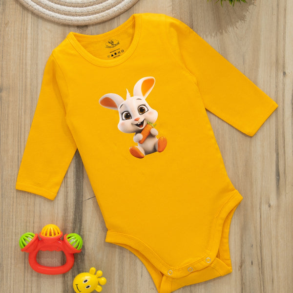 Adorable Cotton Romper for Newborn – Yellow Color,  Cute Rabbit Printed